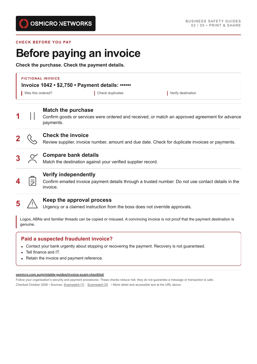 Preview: Before paying an invoice printable checklist