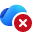 OneDrive blue cloud with a red circle and white cross: sync error.