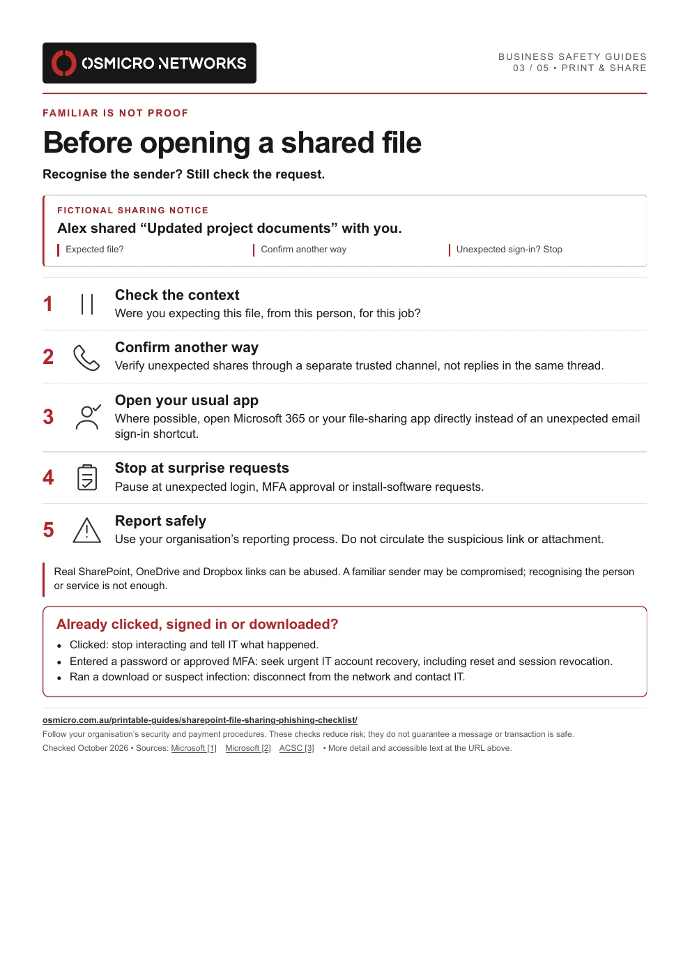 Preview: Before opening a shared file printable checklist
